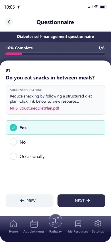 Question with an answer selected